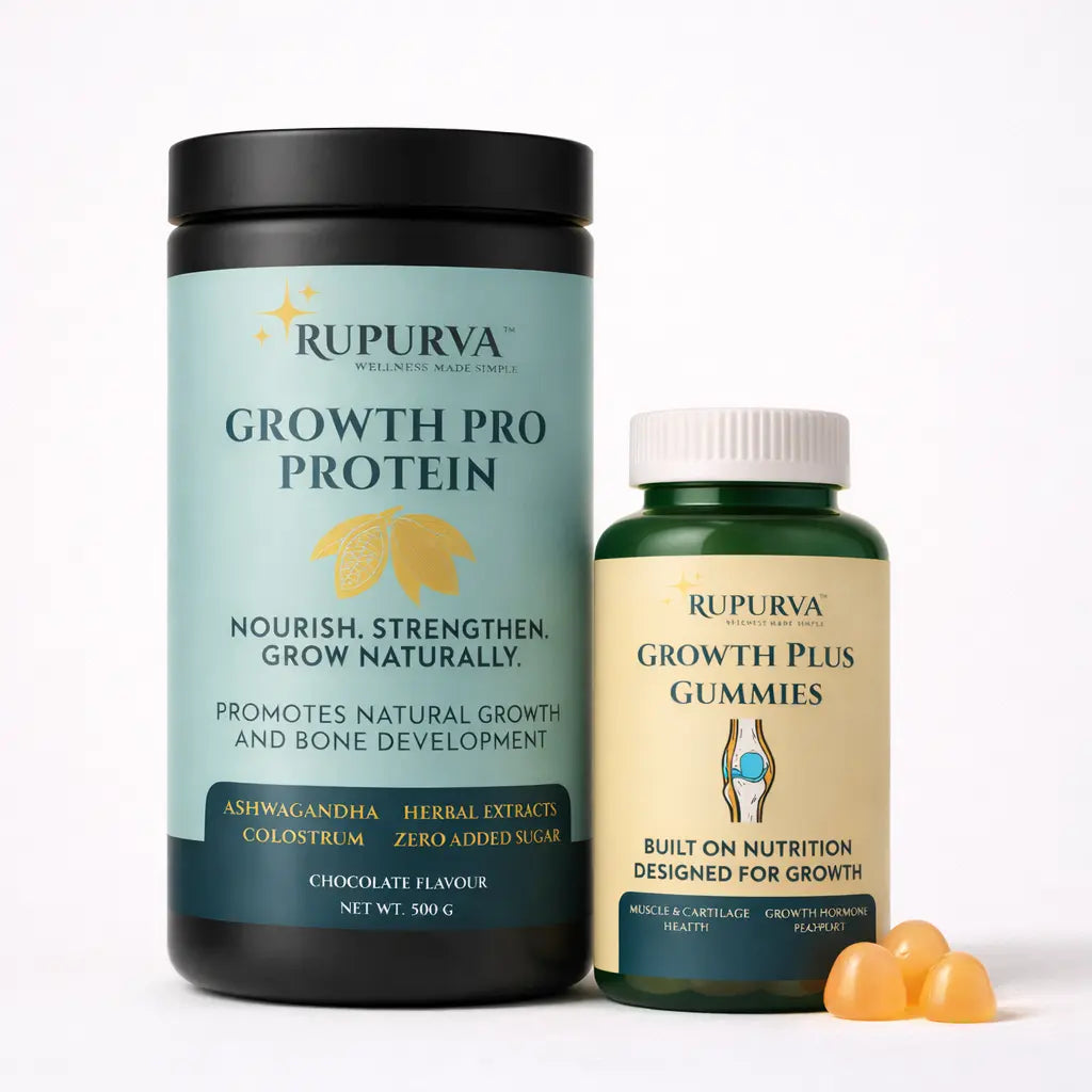 Two Rupurva health product bottles on a white background