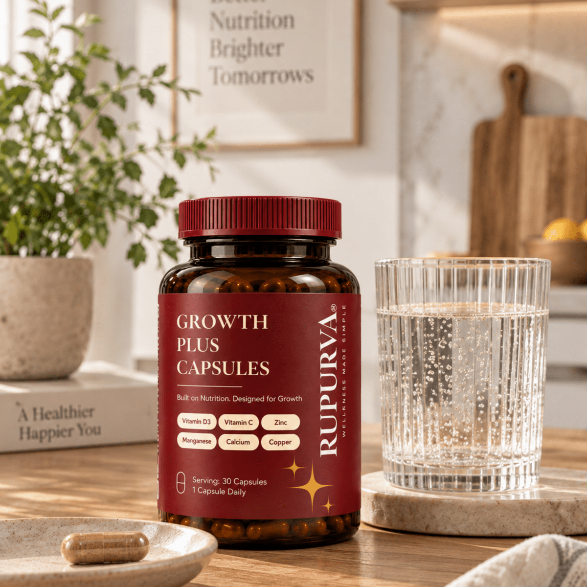 Growth Plus Capsules | Daily Essential Capsules | Vitamins & Mineral - Rupurva | Wellness made Simple