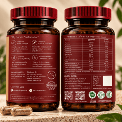 Growth Plus Capsules | Daily Essential Capsules | Vitamins & Mineral - Rupurva | Wellness made Simple
