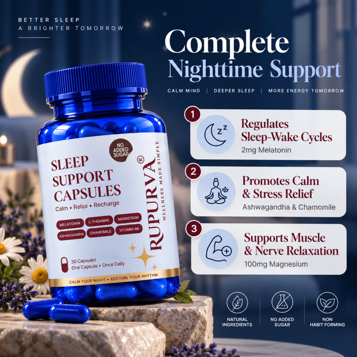 Sleep Support Gummies | Nighttime Relaxation System - Rupurva | Wellness made Simple