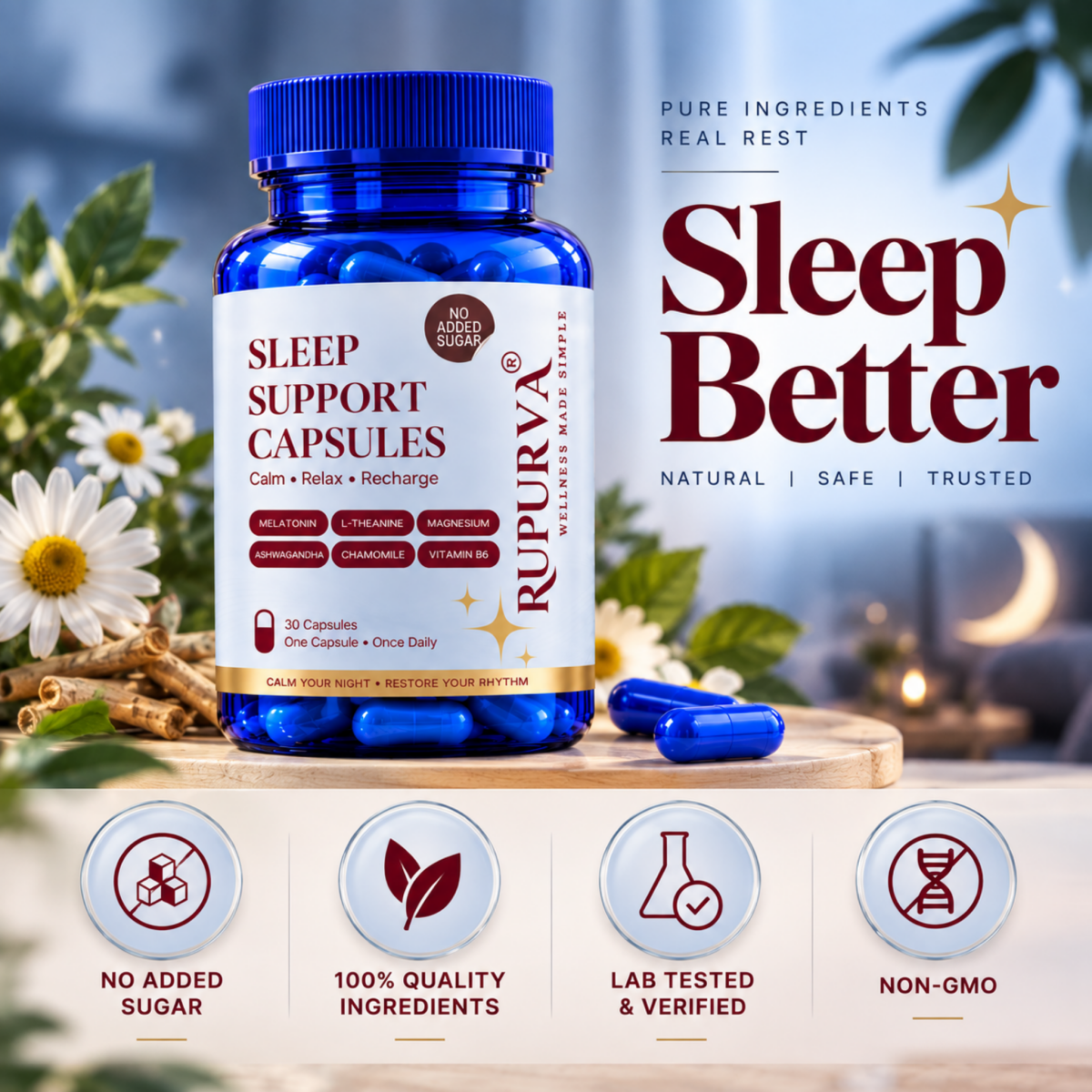 Sleep Support Gummies | Nighttime Relaxation System - Rupurva | Wellness made Simple