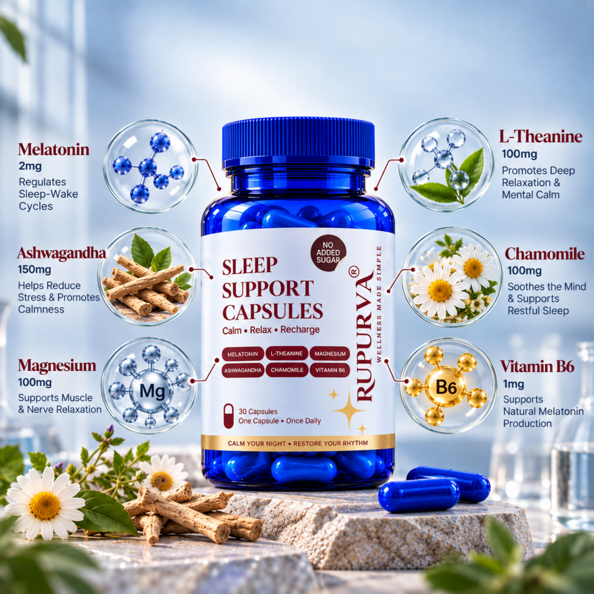 Sleep Support Gummies | Nighttime Relaxation System - Rupurva | Wellness made Simple