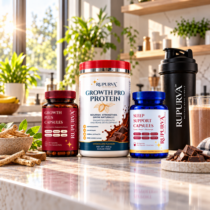 Rupurva Ultimate Growth Stack with Growth Pro Protein, Growth Plus Capsules and Sleep Support Capsules